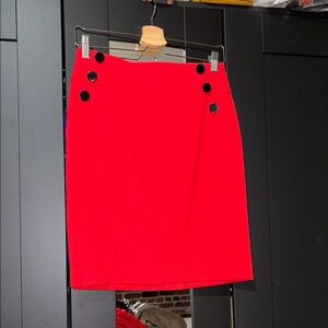 Red Button-Detail Skirt